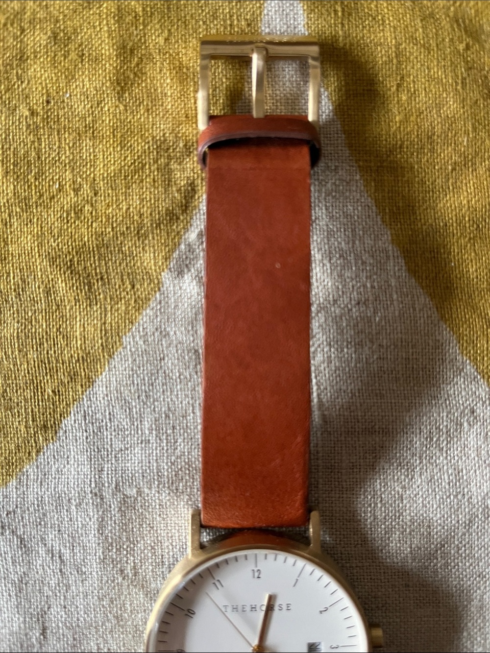 The Horse D Series Brushed Gold Tan Leather Watch - Picture 5 of 8